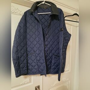 Barbour Navy Quilted Puffer Jacket with Black Collar